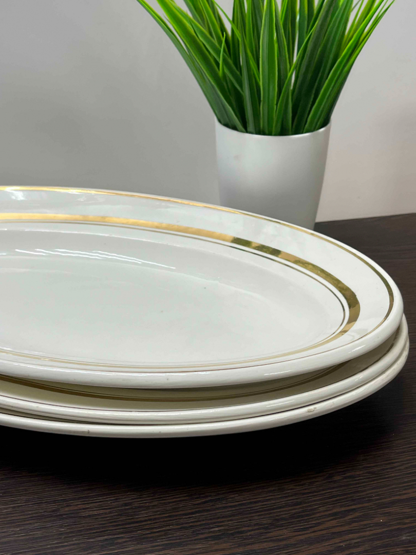 Сервировочное овальное блюдо Будянский ФЗ 1960х гг. Фаянс, позолота. Цена за 1шт. Картинка 4